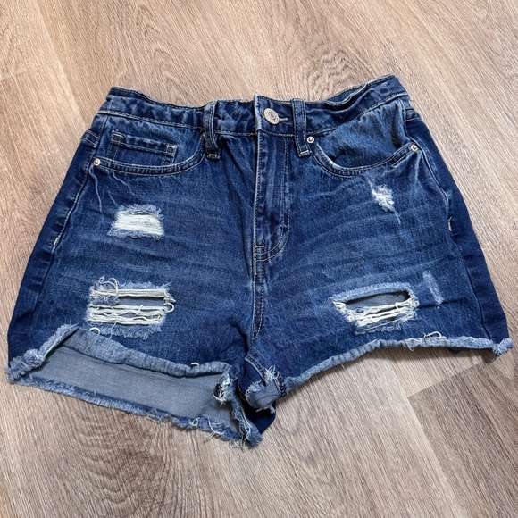 YMI Pants - YMI High Rise Dream Fit Denim Shorts 3 / 26 Distressed Dark Wash